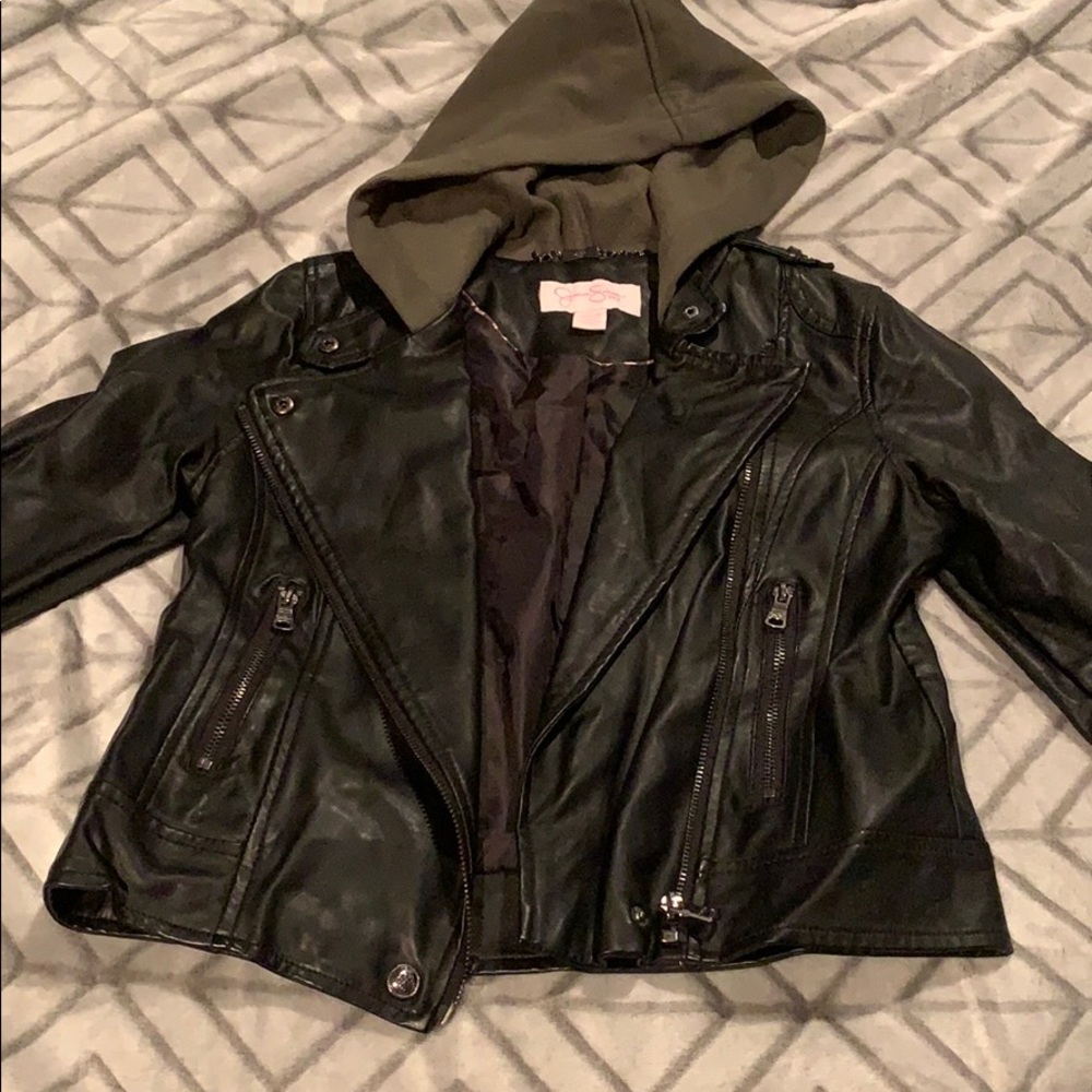 ❌SOLD❌ J.S. girls faux leather w/ hoodie